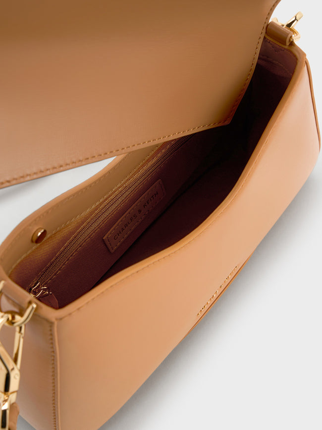 CHARLES & KEITH Women Sybill Trapeze Chain Handle Bag_Toffee