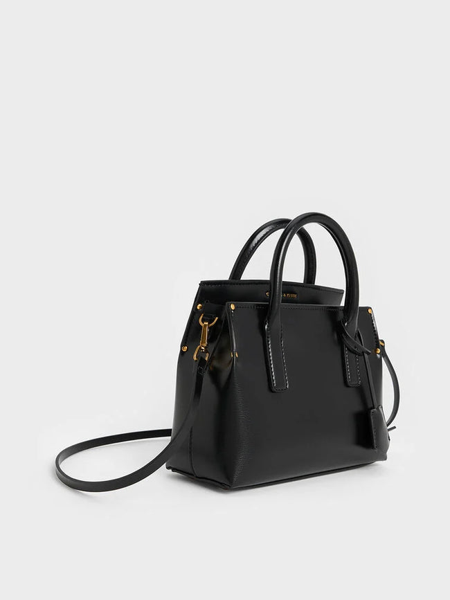 Rene Structured Top Handle Bag_Black