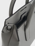 CHARLES & KEITH Rene Structured Top Handle Bag_Grey