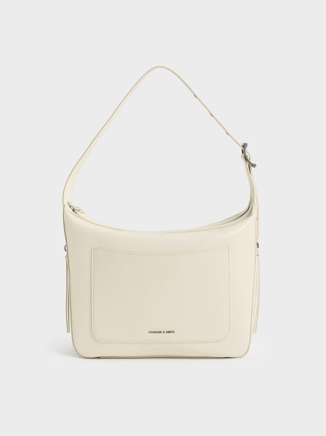 CHARLES & KEITH Women Xylia Elongated Hobo Bag_Cream
