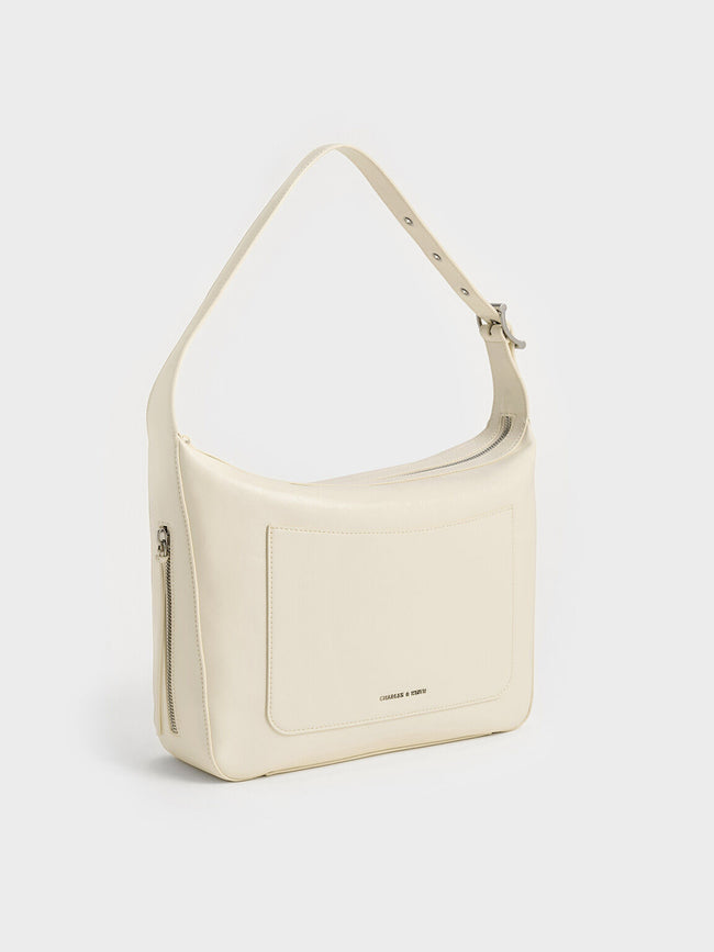CHARLES & KEITH Women Xylia Elongated Hobo Bag_Cream