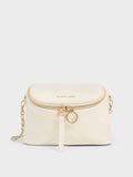 CHARLES & KEITH Apfra Quilted Crossbody Bag Cream
