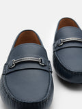 PEDRO Steven Leather Horsebit Driving Shoes - Navy