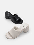 PEDRO Meissa Leather Heel Sandals-Chalk
