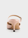 Women Recycled Polyester Bow Kitten Heel Mules Pink