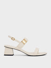 CHARLES & KEITH Yvette Double-Strap Heeled Sandals_Chalk