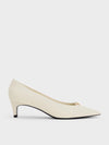 CHARLES & KEITH Metallic-Accent Pointed-Toe Blade-Heel Pumps_Chalk