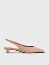CHARLES & KEITH Metallic-Accent Kitten-Heel Slingback Pumps_Nude