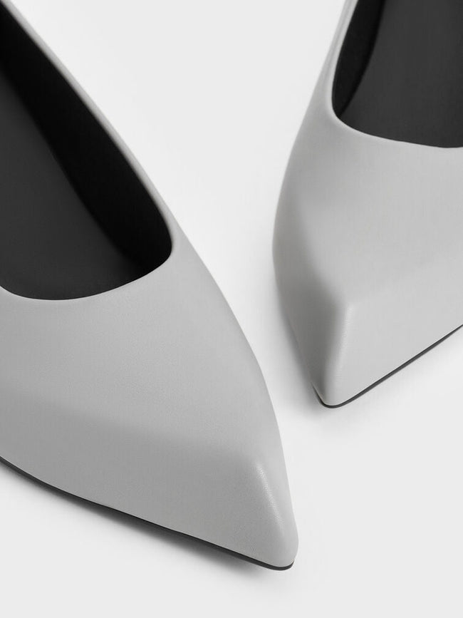 CHARLES & KEITH Women Lorde Blade-Heel Pointed-Toe Pumps_Grey
