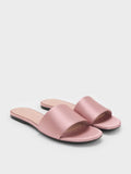 CHARLES & KEITH Metallic Wide-Strap Slide Sandals_Nude