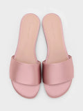 CHARLES & KEITH Metallic Wide-Strap Slide Sandals_Nude