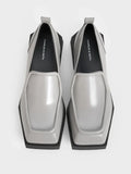 Lorde Geometric Square-Toe Loafers _Grey