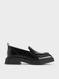 CHARLES & KEITH Women Lorde Geometric Square-Toe Loafers _Black Box