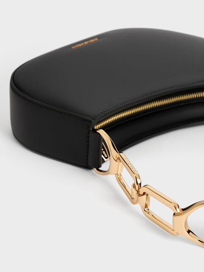 CHARLES & KEITH Women Agatha Chain-Strap Shoulder Bag_Black