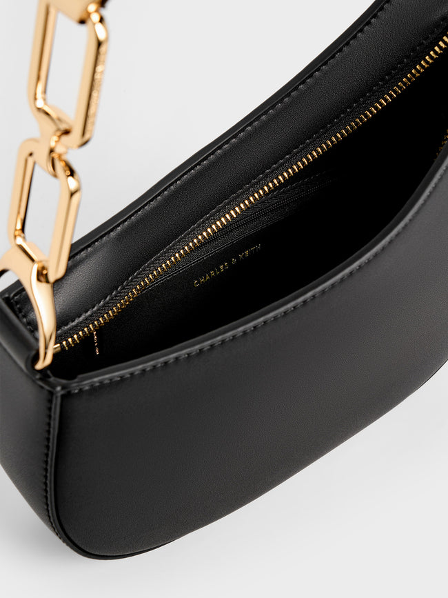 CHARLES & KEITH Women Agatha Chain-Strap Shoulder Bag_Black