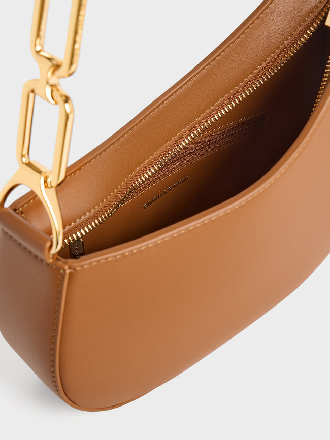 CHARLES & KEITH Women Agatha Chain-Strap Shoulder Bag_Chocolate