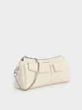CHARLES & KEITH Rachel Elongated Front-Pocket Chain-Handle Bag_Cream