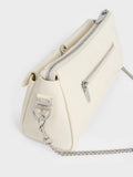 CHARLES & KEITH Rachel Elongated Front-Pocket Chain-Handle Bag_Cream