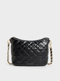 CHARLES & KEITH Duo Quilted Slouchy Hobo Bag_Black