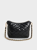 CHARLES & KEITH Duo Quilted Slouchy Hobo Bag_Black