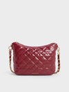 CHARLES & KEITH Duo Quilted Slouchy Hobo Bag_Burgundy