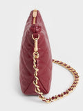 CHARLES & KEITH Duo Quilted Slouchy Hobo Bag_Burgundy