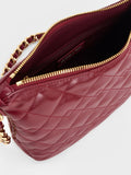 CHARLES & KEITH Duo Quilted Slouchy Hobo Bag_Burgundy