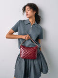 CHARLES & KEITH Duo Quilted Slouchy Hobo Bag_Burgundy