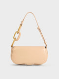 CHARLES & KEITH Kora Metallic-Accent Elongated Bag_Beige