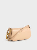 CHARLES & KEITH Kora Metallic-Accent Elongated Bag_Beige