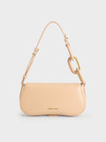 CHARLES & KEITH Kora Metallic-Accent Elongated Bag_Beige