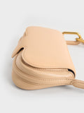 CHARLES & KEITH Kora Metallic-Accent Elongated Bag_Beige