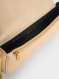 CHARLES & KEITH Kora Metallic-Accent Elongated Bag_Beige