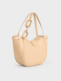 CHARLES & KEITH Kora Metallic-Accent Tote Bag_Beige