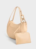 CHARLES & KEITH Kora Metallic-Accent Tote Bag_Beige