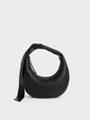 CHARLES & KEITH Micro Toni Knotted Crescent Hobo Bag_Noir