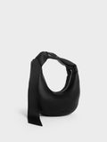 CHARLES & KEITH Micro Toni Knotted Crescent Hobo Bag_Noir