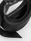 CHARLES & KEITH Micro Toni Knotted Crescent Hobo Bag_Noir