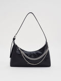 CHARLES & KEITH Women Atwood Chain Elongated Shoulder Bag -Noir