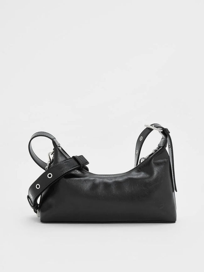 CHARLES & KEITH Women Atwood Chain Elongated Shoulder Bag -Noir