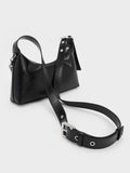 CHARLES & KEITH Women Atwood Chain Elongated Shoulder Bag -Noir