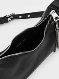 CHARLES & KEITH Women Atwood Chain Elongated Shoulder Bag -Noir