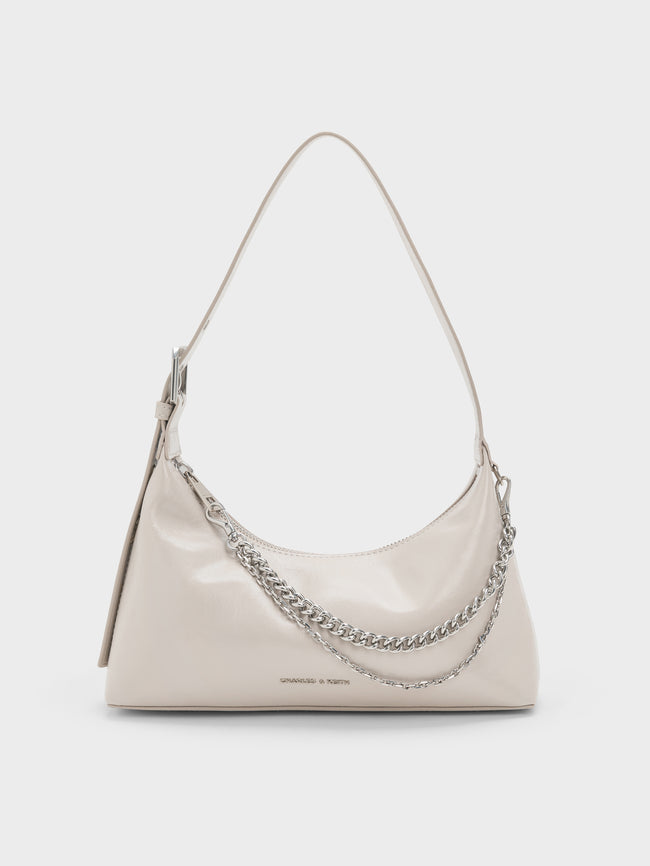 CHARLES & KEITH Women Atwood Chain Shoulder Bag_Shell Grey