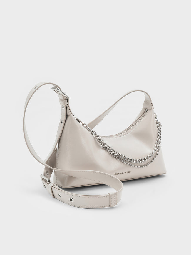 CHARLES & KEITH Women Atwood Chain Shoulder Bag_Shell Grey