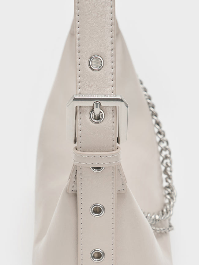 CHARLES & KEITH Women Atwood Chain Shoulder Bag_Shell Grey
