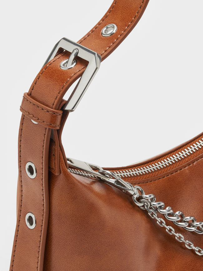 CHARLES & KEITH Women Delfina Chain Crossbody Bag_Distressed Tan