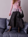 CHARLES & KEITH Kora Metallic-Accent Moon Bag_Black