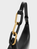 CHARLES & KEITH Kora Metallic-Accent Moon Bag_Black