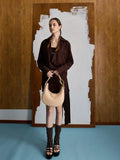 CHARLES & KEITH Kora Metallic-Accent Moon Bag_Beige