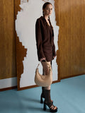 CHARLES & KEITH Kora Metallic-Accent Moon Bag_Beige